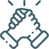 Handshake line drawing on black background.